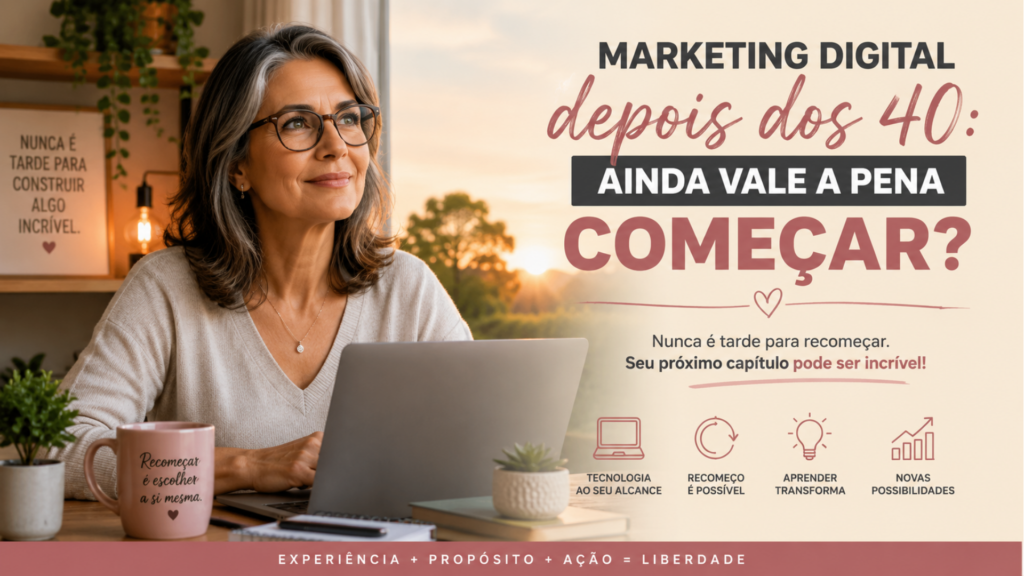 Mulher acima dos 40 começando no Marketing Digital